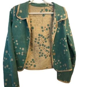 Beluva San Francisco Reversible Teal and Classic beige Floral Patterned Jacket